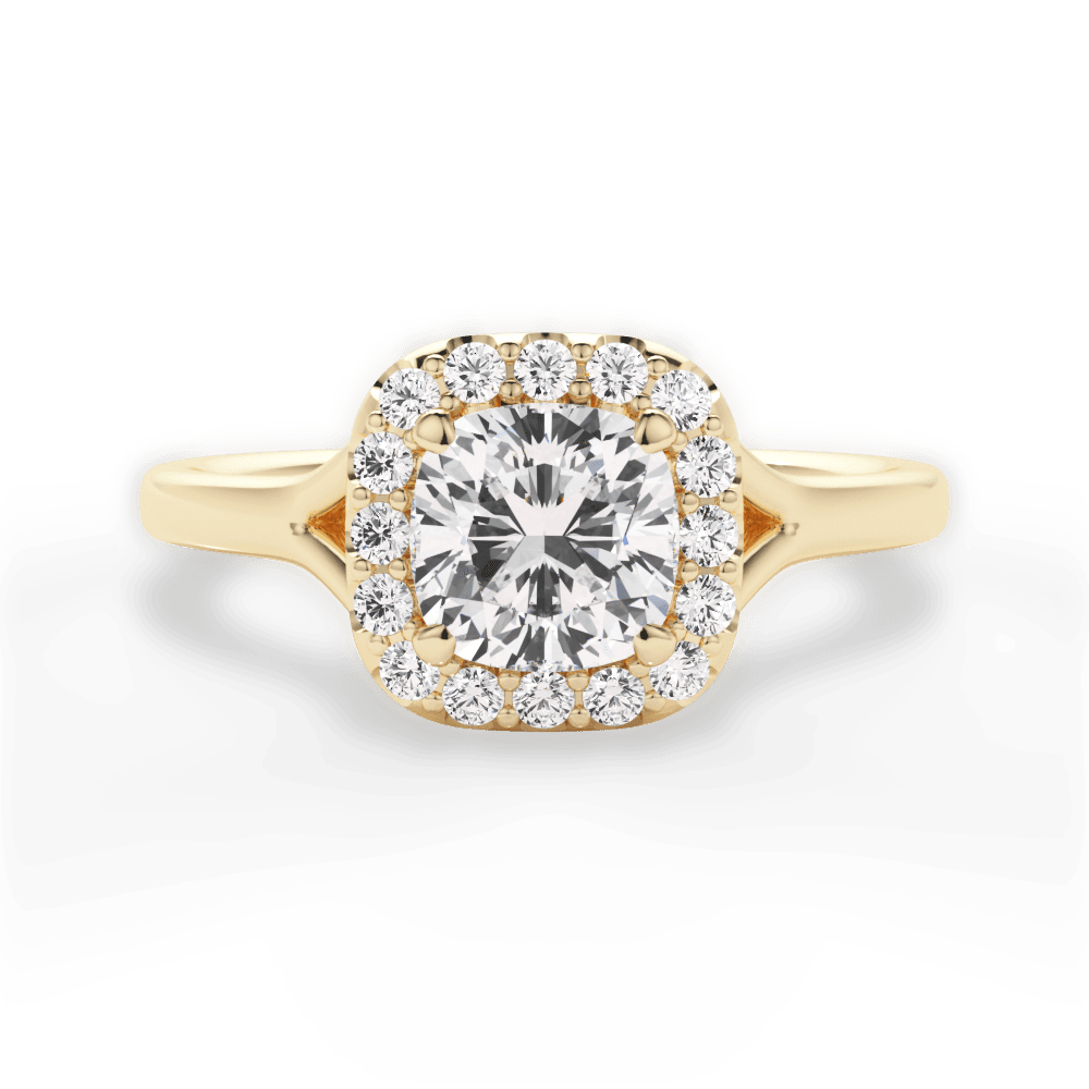 Geneva Cushion Cut Lab Grown Diamond 18Kt Yellow Gold Engagement Ring