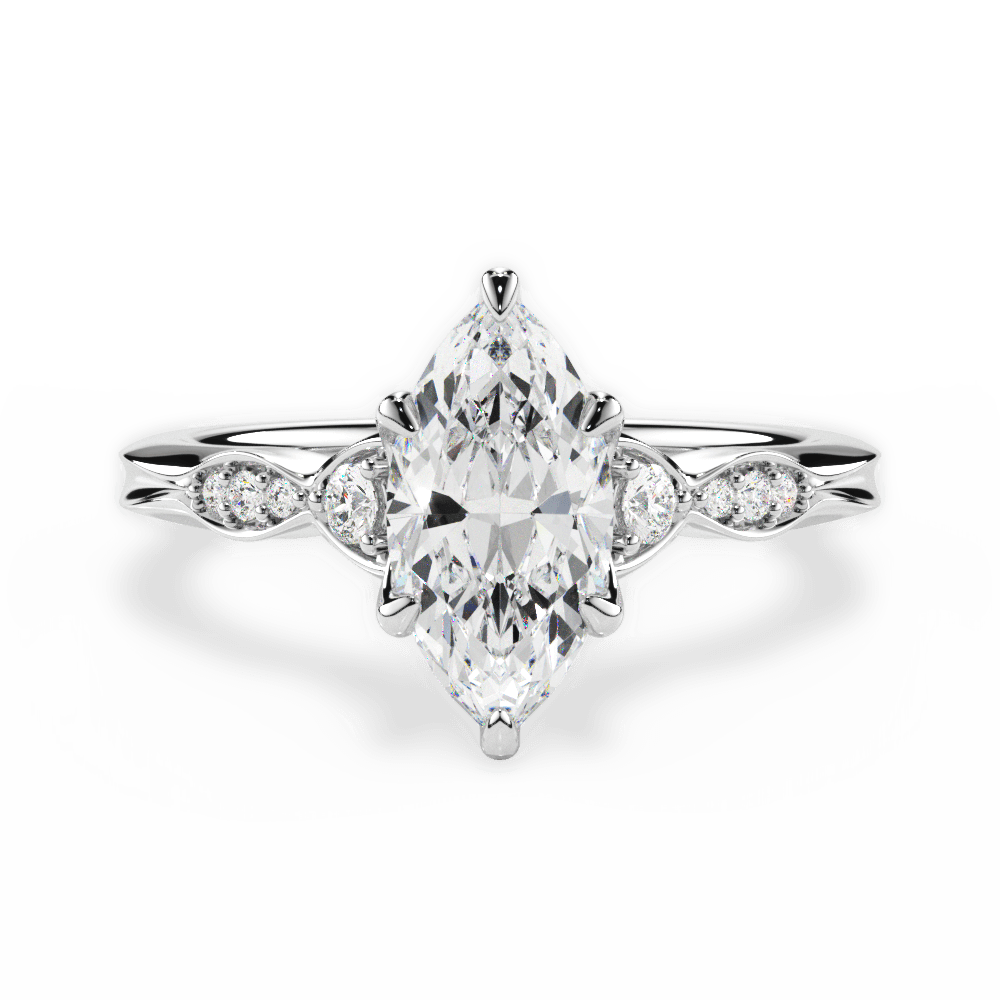 Cassie Marquise Cut Lab Grown Diamond 18Kt White Gold Engagement Ring