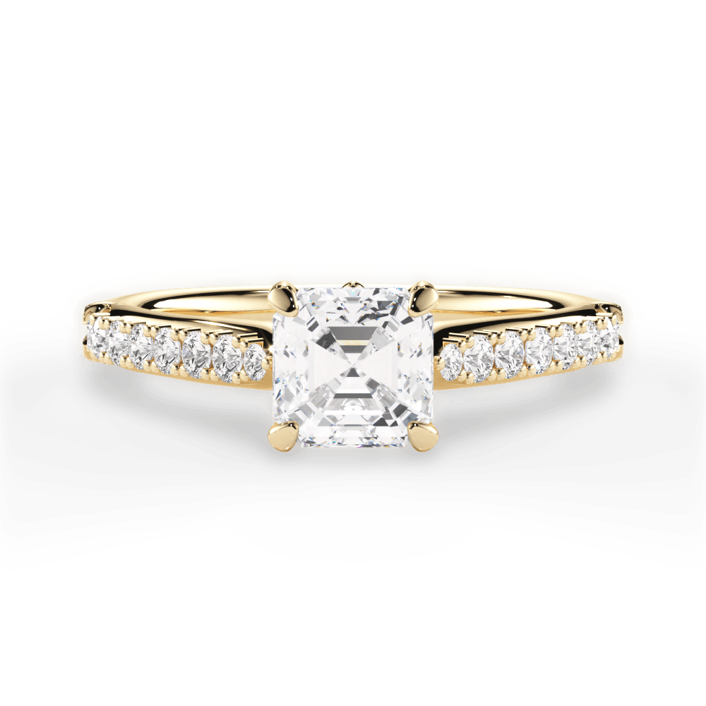 Elizabeth Asscher Cut Lab Grown Diamond 18Kt Yellow Gold Engagement Ring
