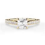 Elizabeth Asscher Cut Lab Grown Diamond 18Kt Yellow Gold Engagement Ring