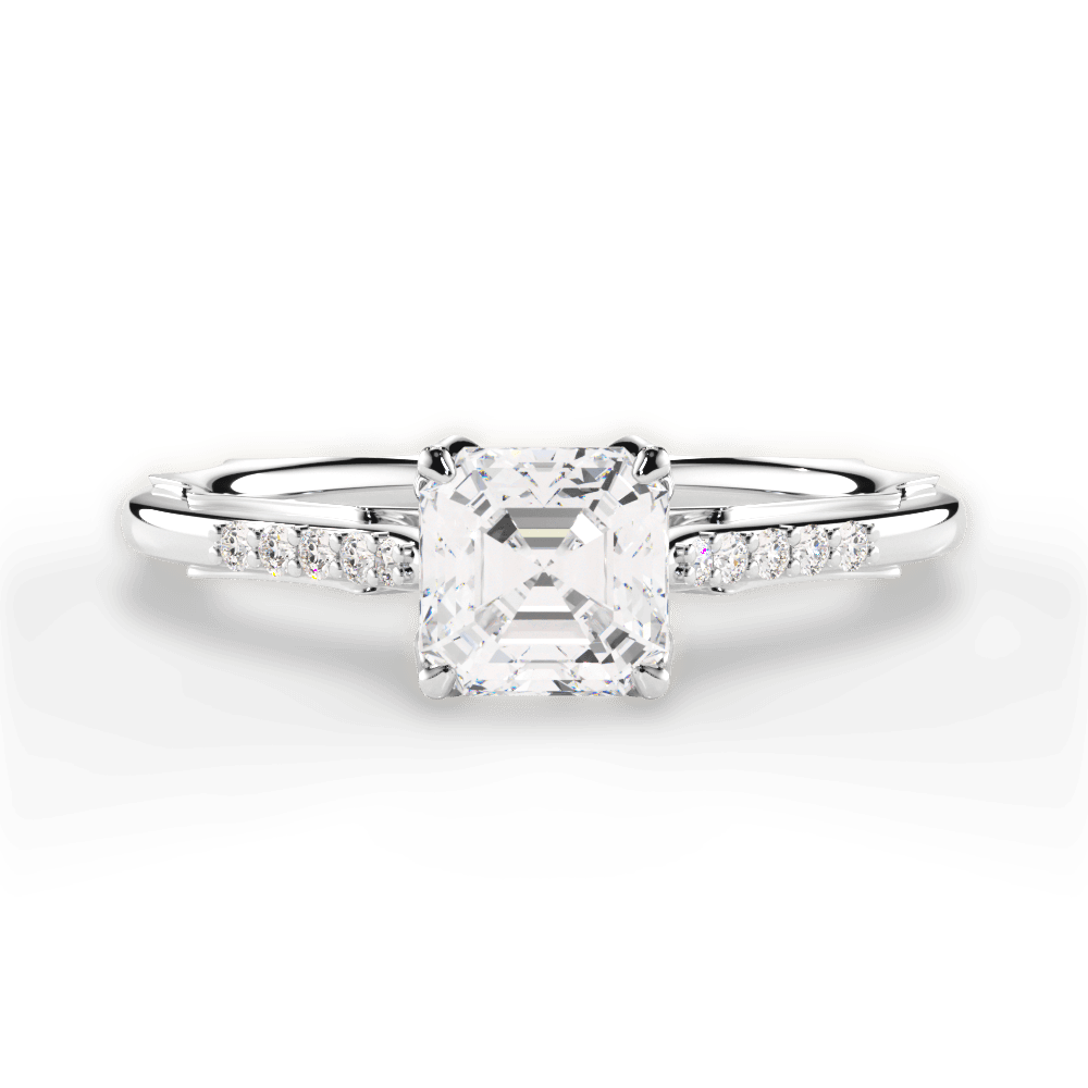 Christina Asscher Cut Lab Grown Diamond 18Kt White Gold Engagement Ring
