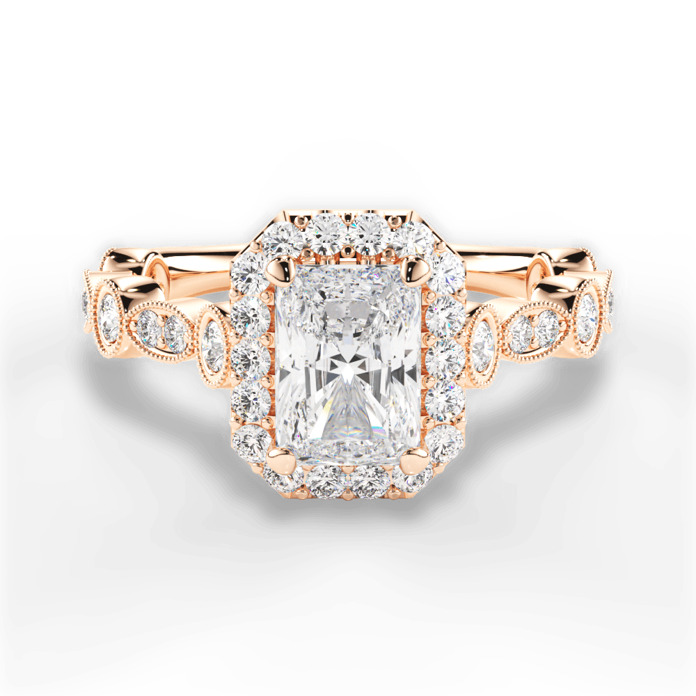 Irene Radiant Cut Lab Grown Diamond 18Kt Rose Gold Engagement Ring