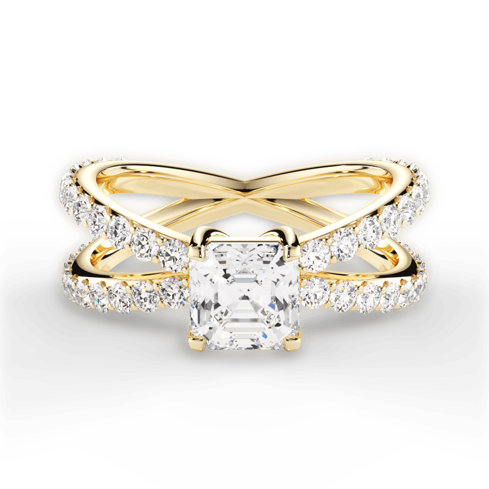 Lauren Asscher Cut Lab Grown Diamond 18Kt Yellow Gold Engagement Ring