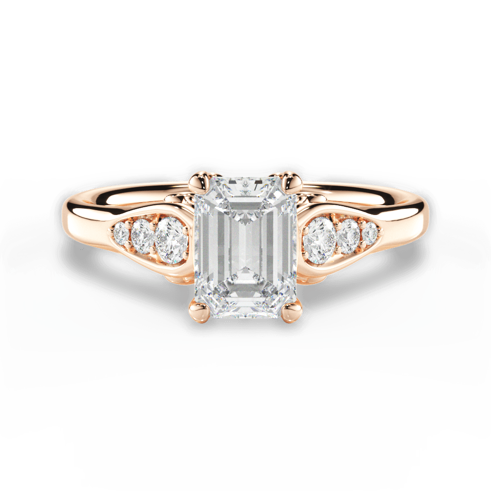 Cecilia Emerald Cut Lab Grown Diamond 18Kt Rose Gold Engagement Ring