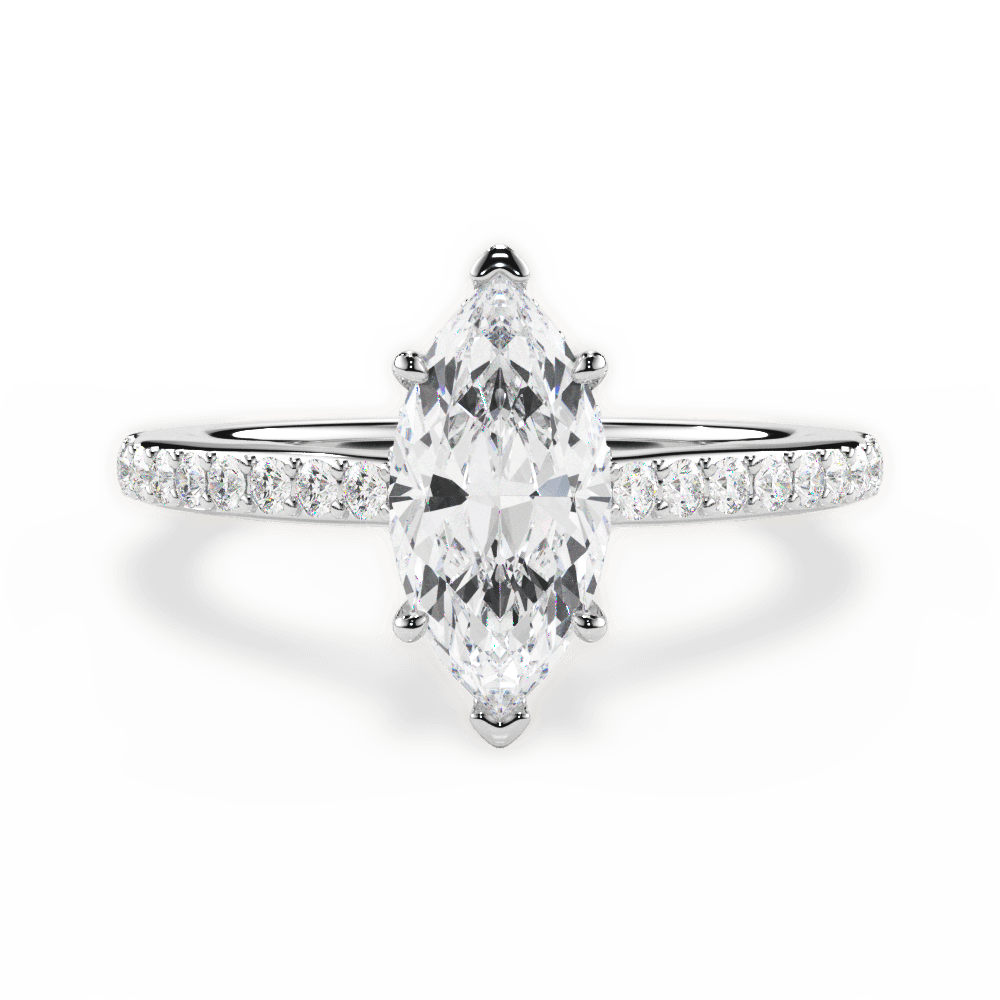 Joan Marquise Cut Lab Grown Diamond 18Kt White Gold Engagement Ring
