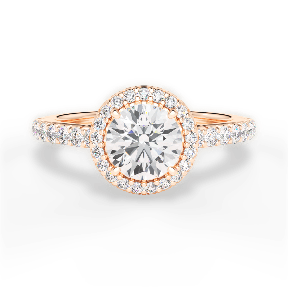 Kathleen Round Cut Lab Grown Diamond 18Kt Rose Gold Engagement Ring