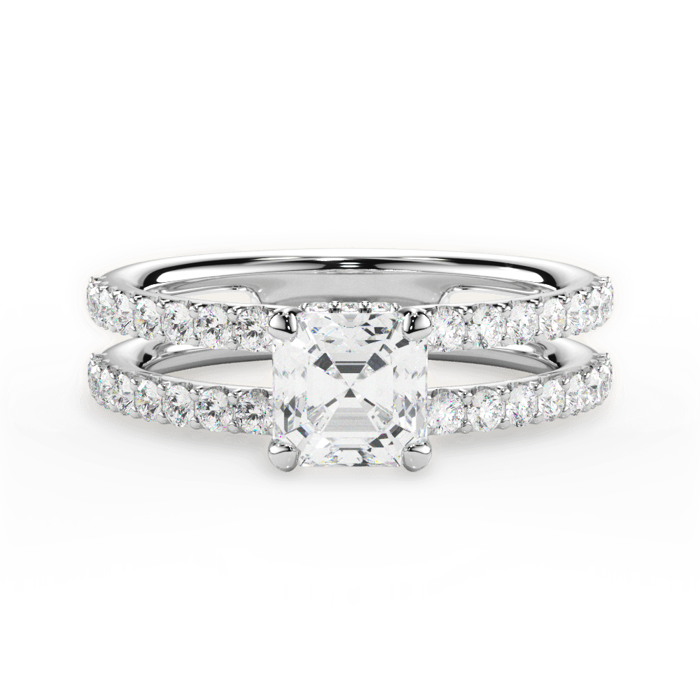 Christie Asscher Cut Lab Grown Diamond 14Kt White Gold Engagement Ring