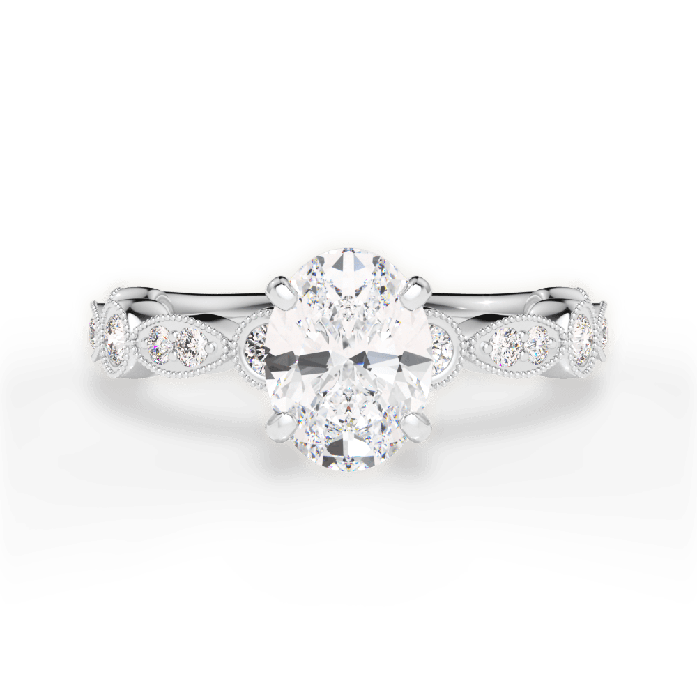 Edith Oval Cut Lab Grown Diamond 18Kt White Gold Engagement Ring