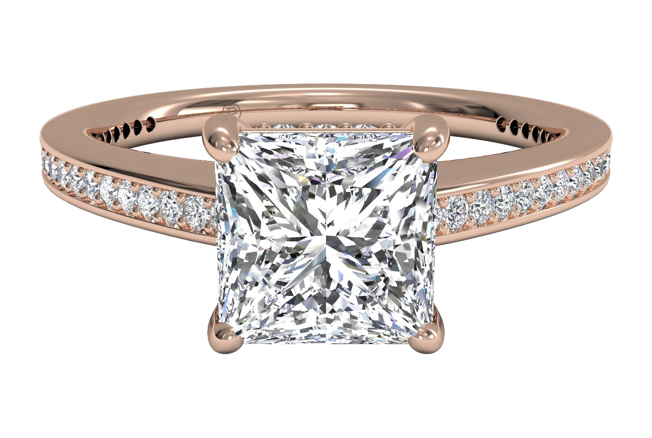 Judith Princess Cut Lab Grown Diamond 18Kt Rose Gold Engagement Ring