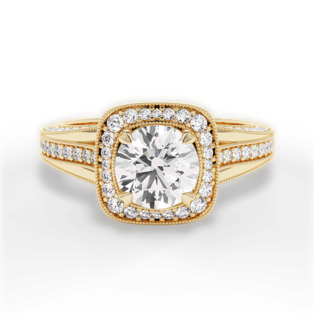 Lillian Round Cut Lab Grown Diamond 18Kt Yellow Gold Engagement Ring