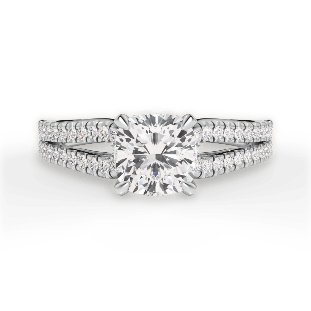 Jessica Cushion Cut Lab Grown Diamond 14Kt White Gold Engagement Ring