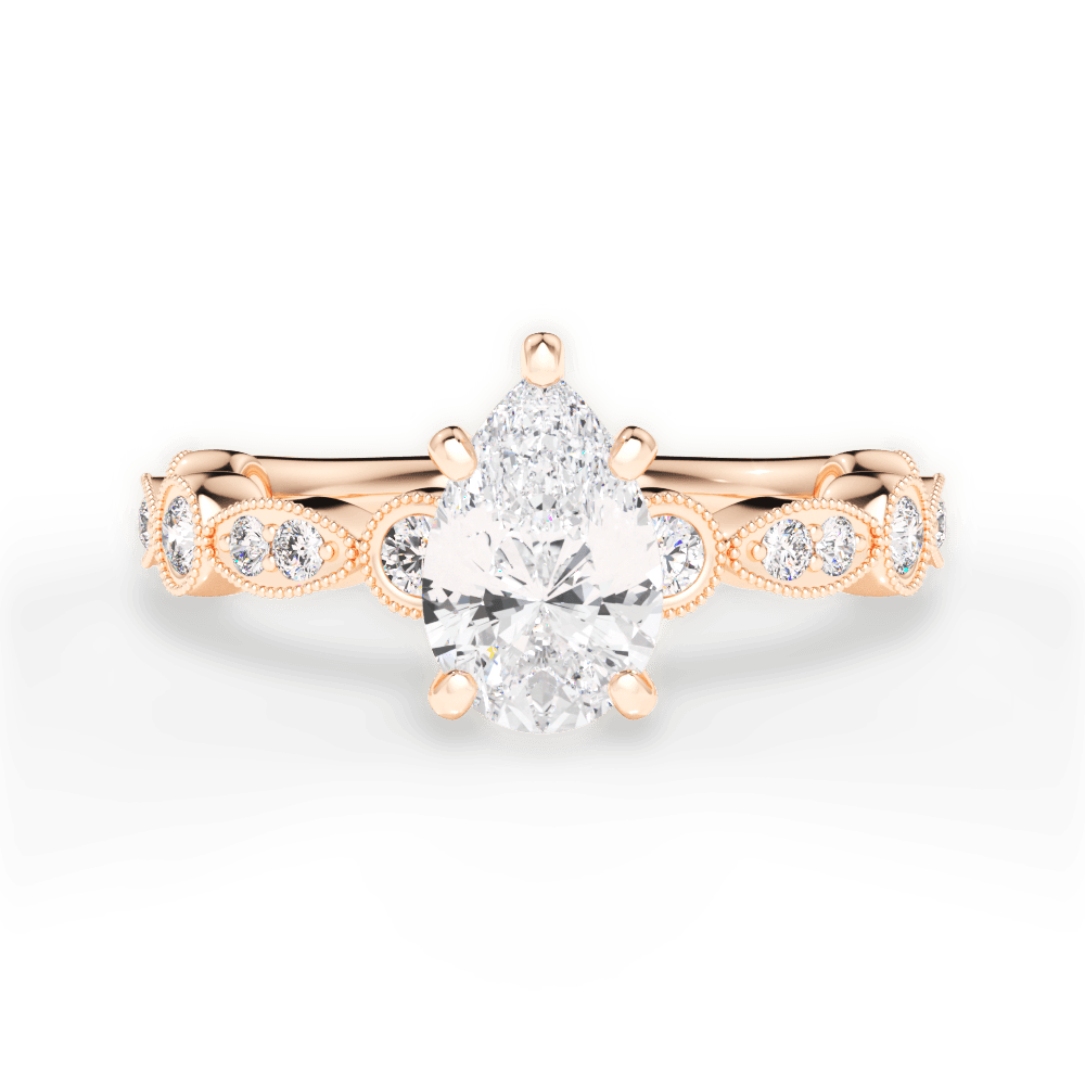 Edith Pear Cut Lab Grown Diamond 18Kt Rose Gold Engagement Ring