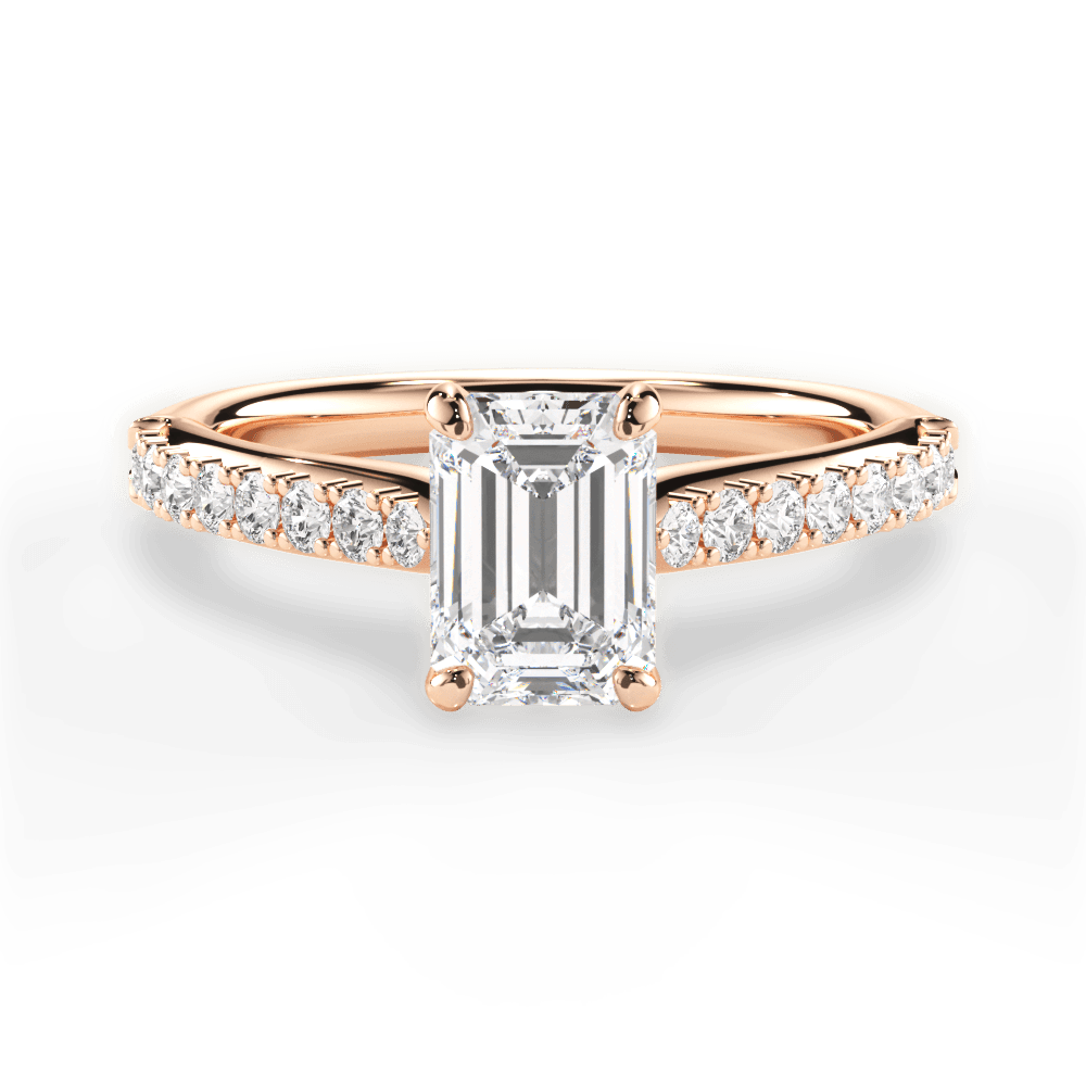 Elizabeth Emerald Cut Lab Grown Diamond 18Kt Rose Gold Engagement Ring