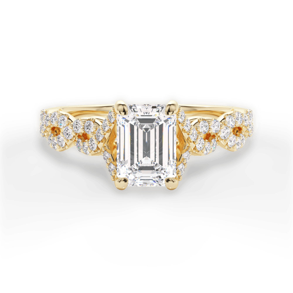 Justine Emerald Cut Lab Grown Diamond 18Kt Yellow Gold Engagement Ring