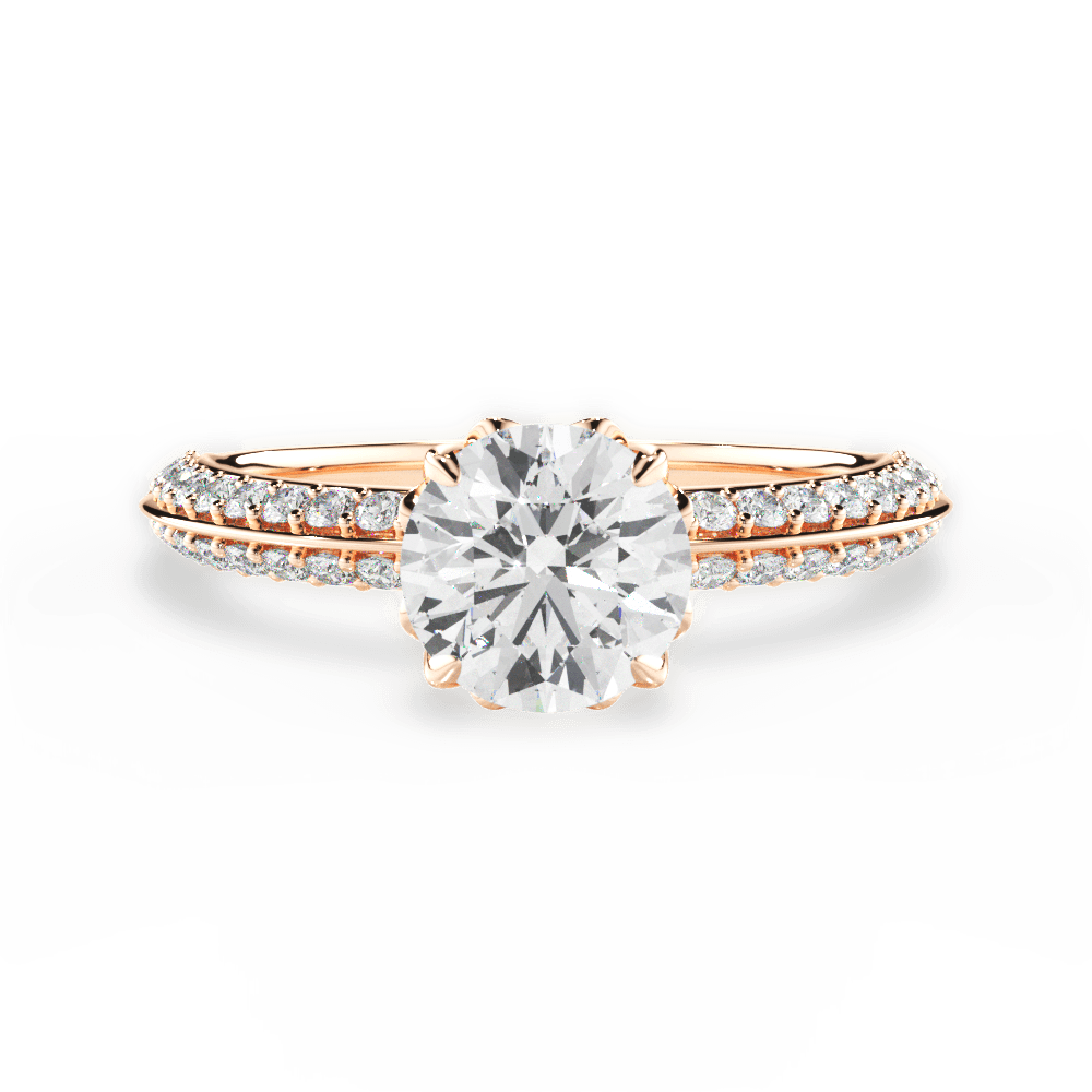 Gail Round Cut Lab Grown Diamond 18Kt Rose Gold Engagement Ring