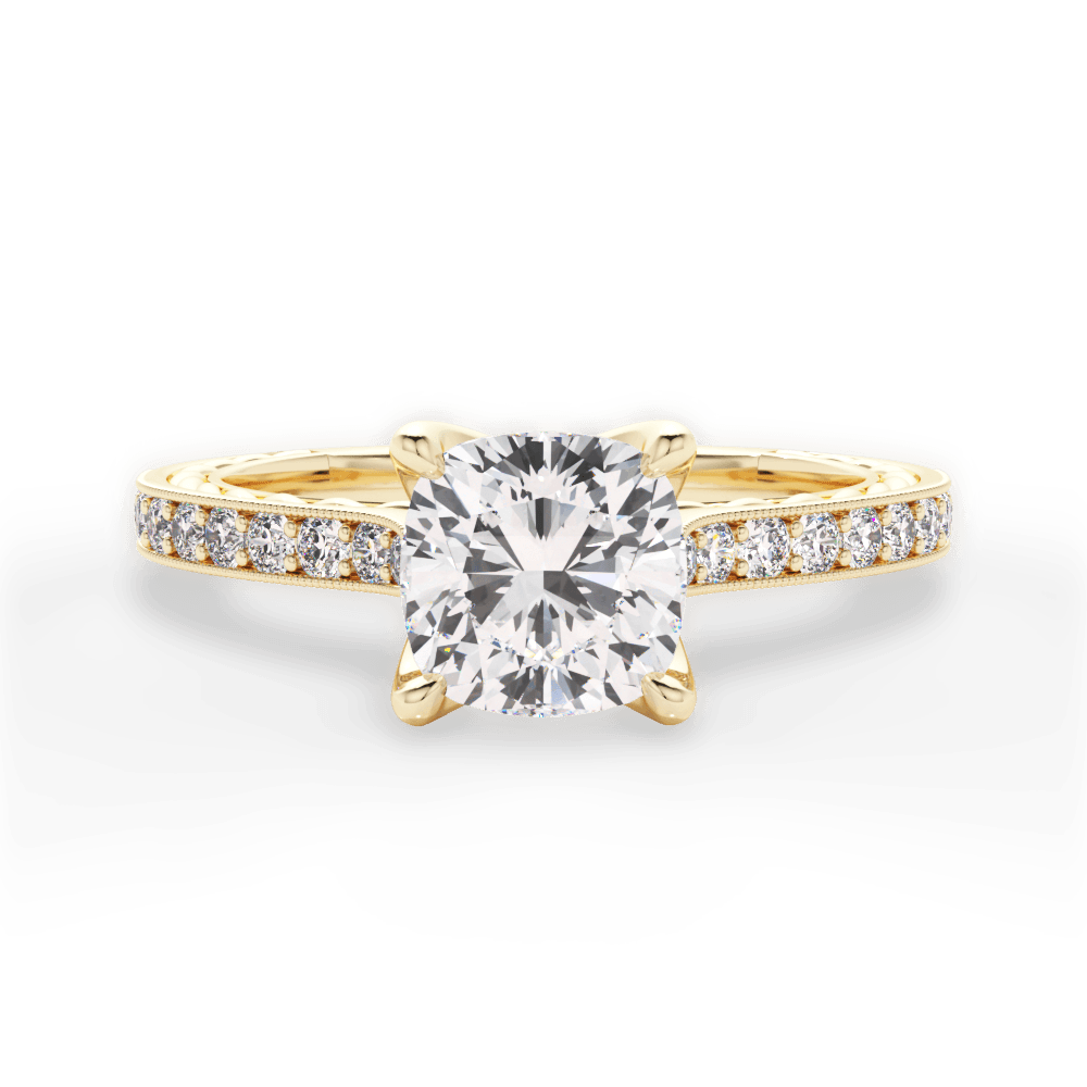 Gilda Cushion Cut Lab Grown Diamond 18Kt Yellow Gold Engagement Ring