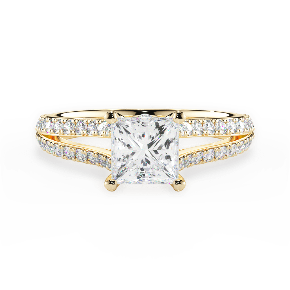 Kendra Princess Cut Lab Grown Diamond 18Kt Yellow Gold Engagement Ring