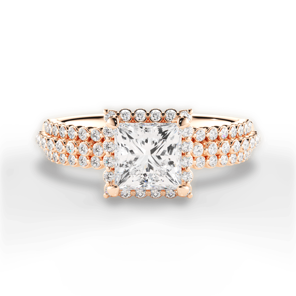 Jocelyn Princess Cut Lab Grown Diamond 18Kt Rose Gold Engagement Ring
