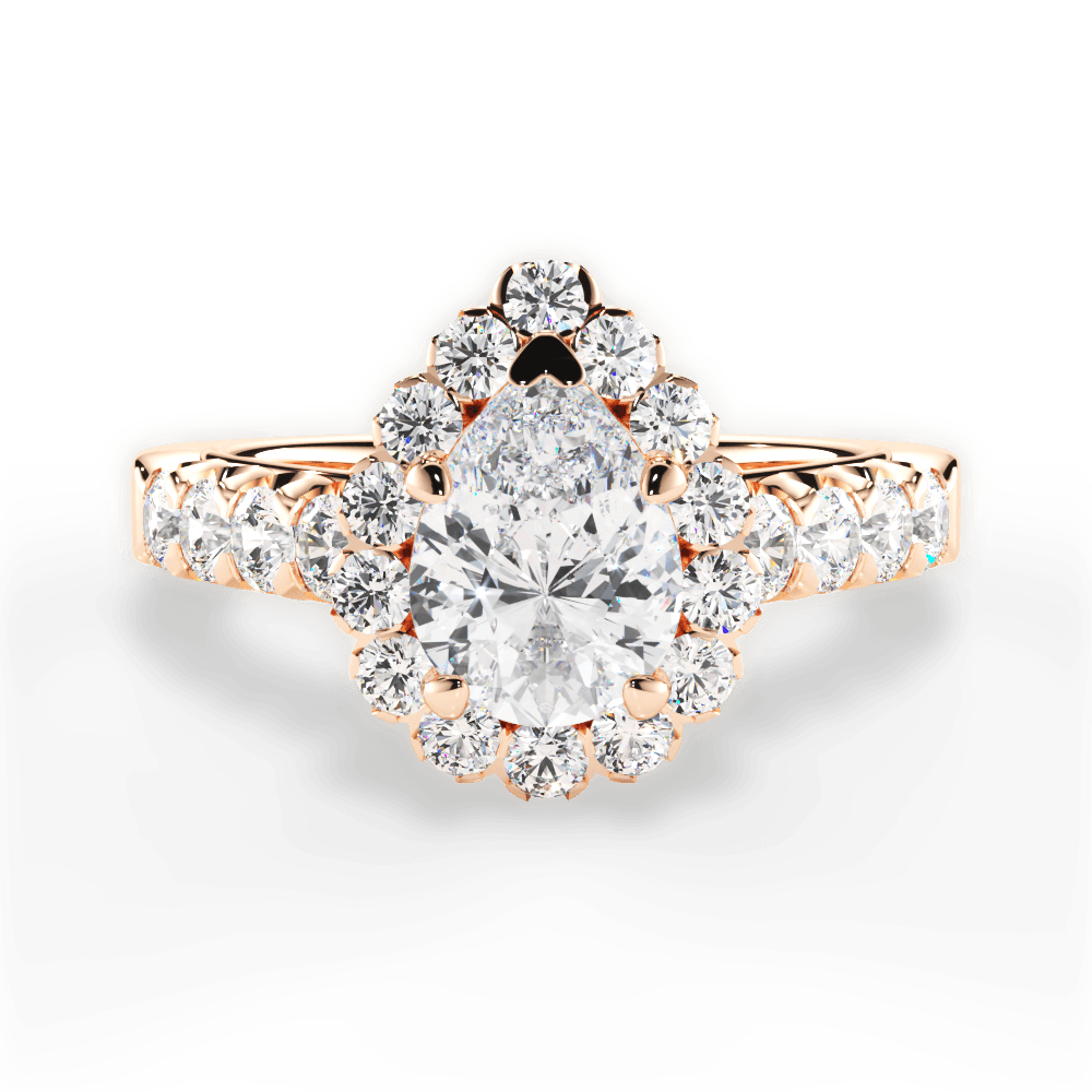 Lacey Pear Cut Lab Grown Diamond 18Kt Rose Gold Engagement Ring