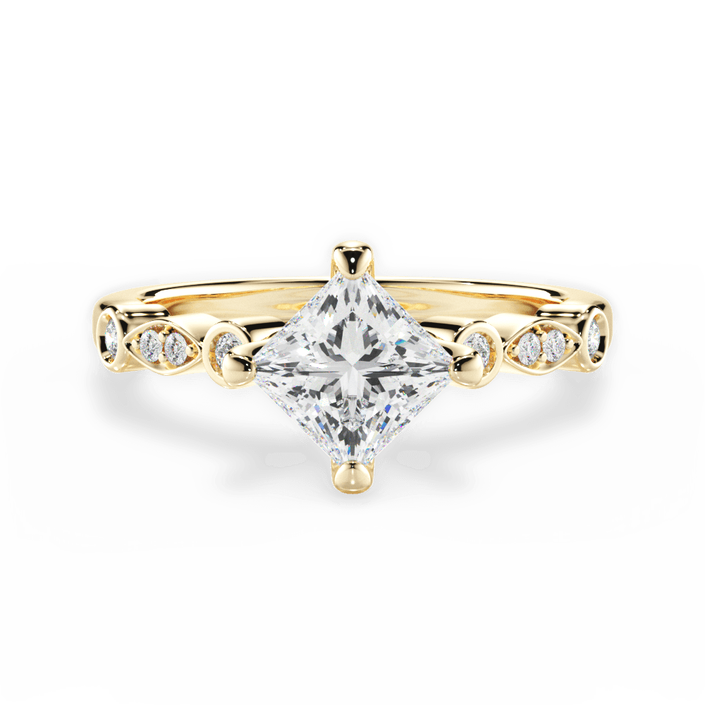 Catherine Princess Cut Lab Grown Diamond 18Kt Yellow Gold Engagement Ring