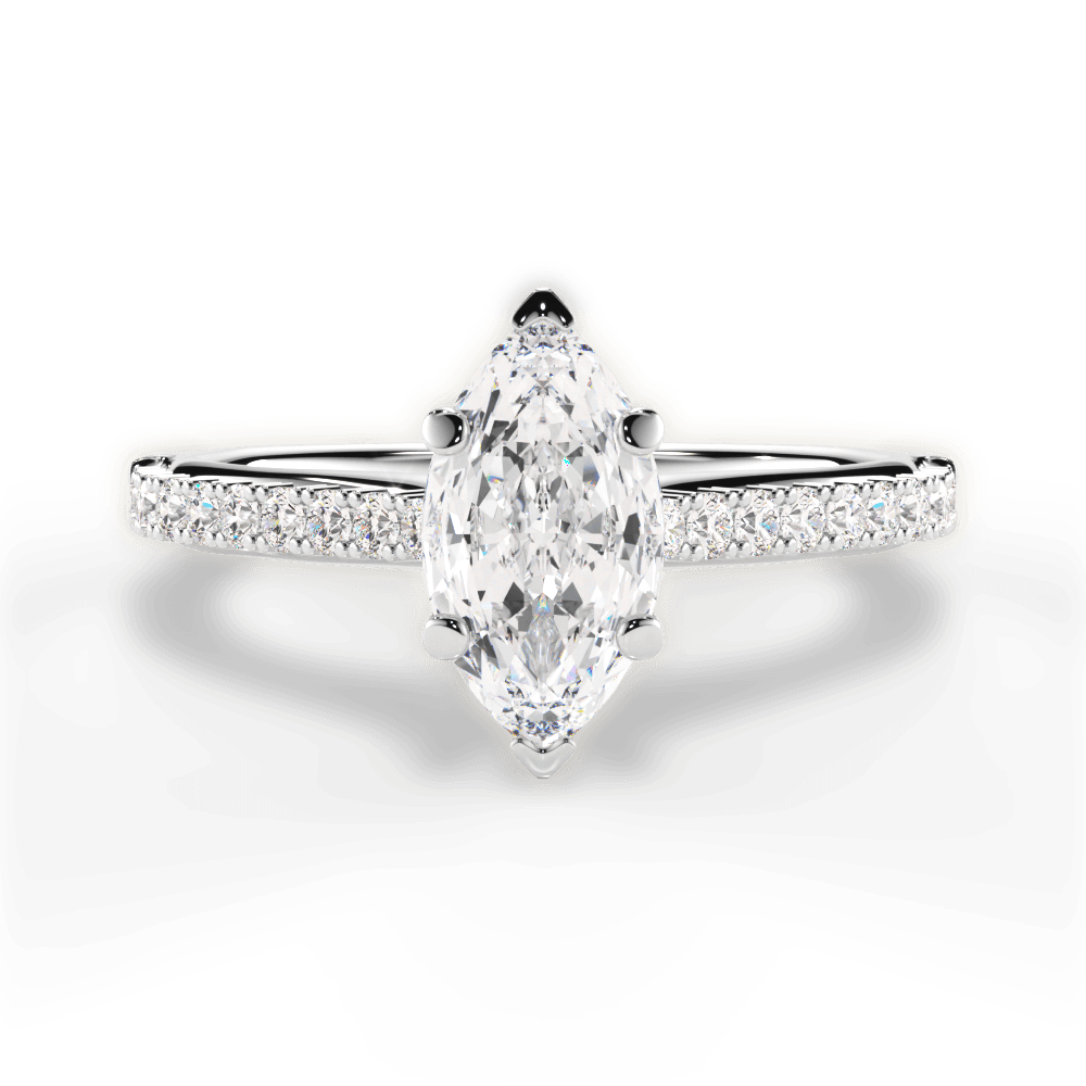 Frances Marquise Cut Lab Grown Diamond 18Kt White Gold Engagement Ring