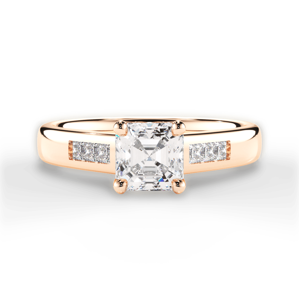 Brittany Asscher Cut Lab Grown Diamond 18Kt Rose Gold Engagement Ring