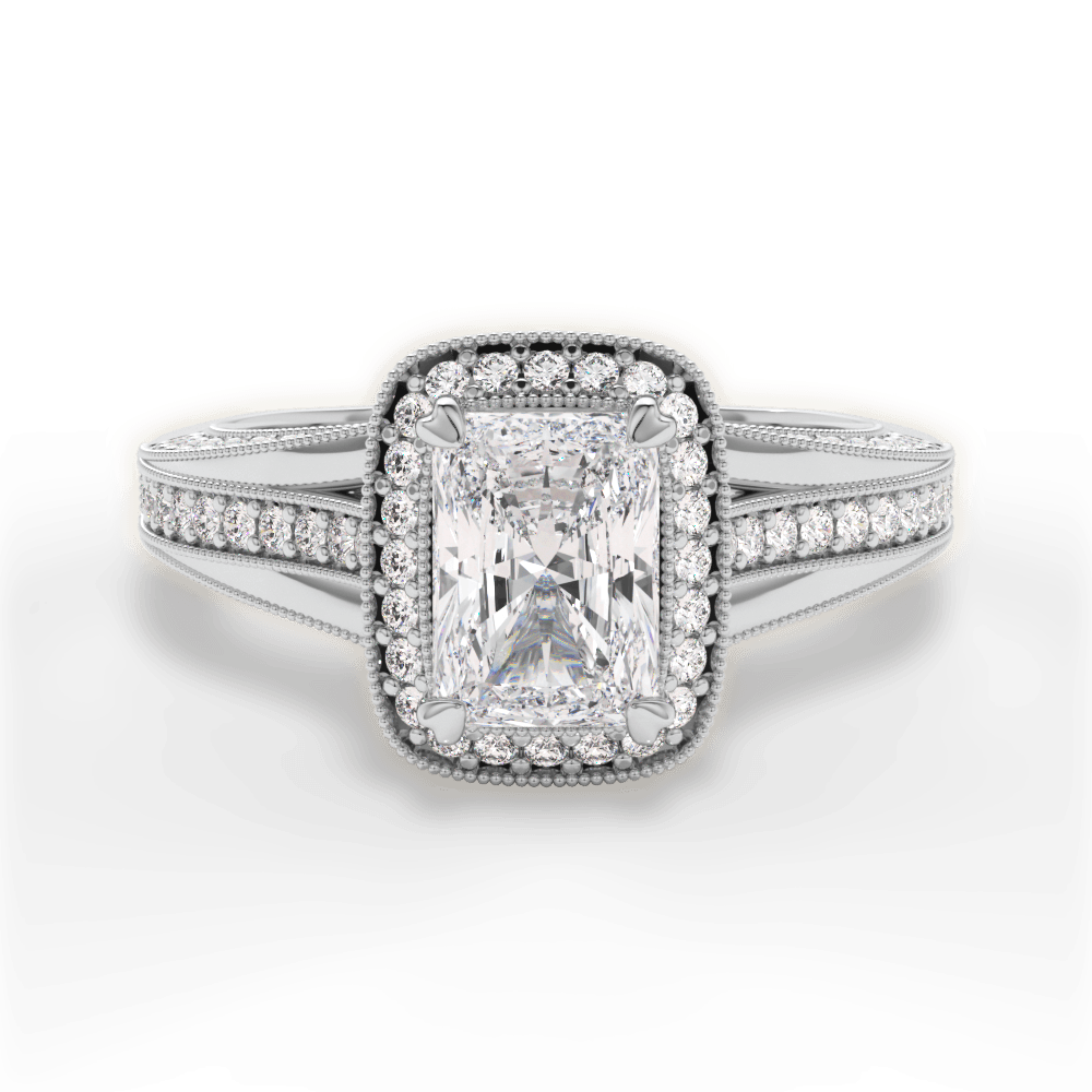 Lillian Radiant Cut Lab Grown Diamond Platinum Engagement Ring