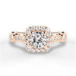 Irene Cushion Cut Lab Grown Diamond 18Kt Rose Gold Engagement Ring
