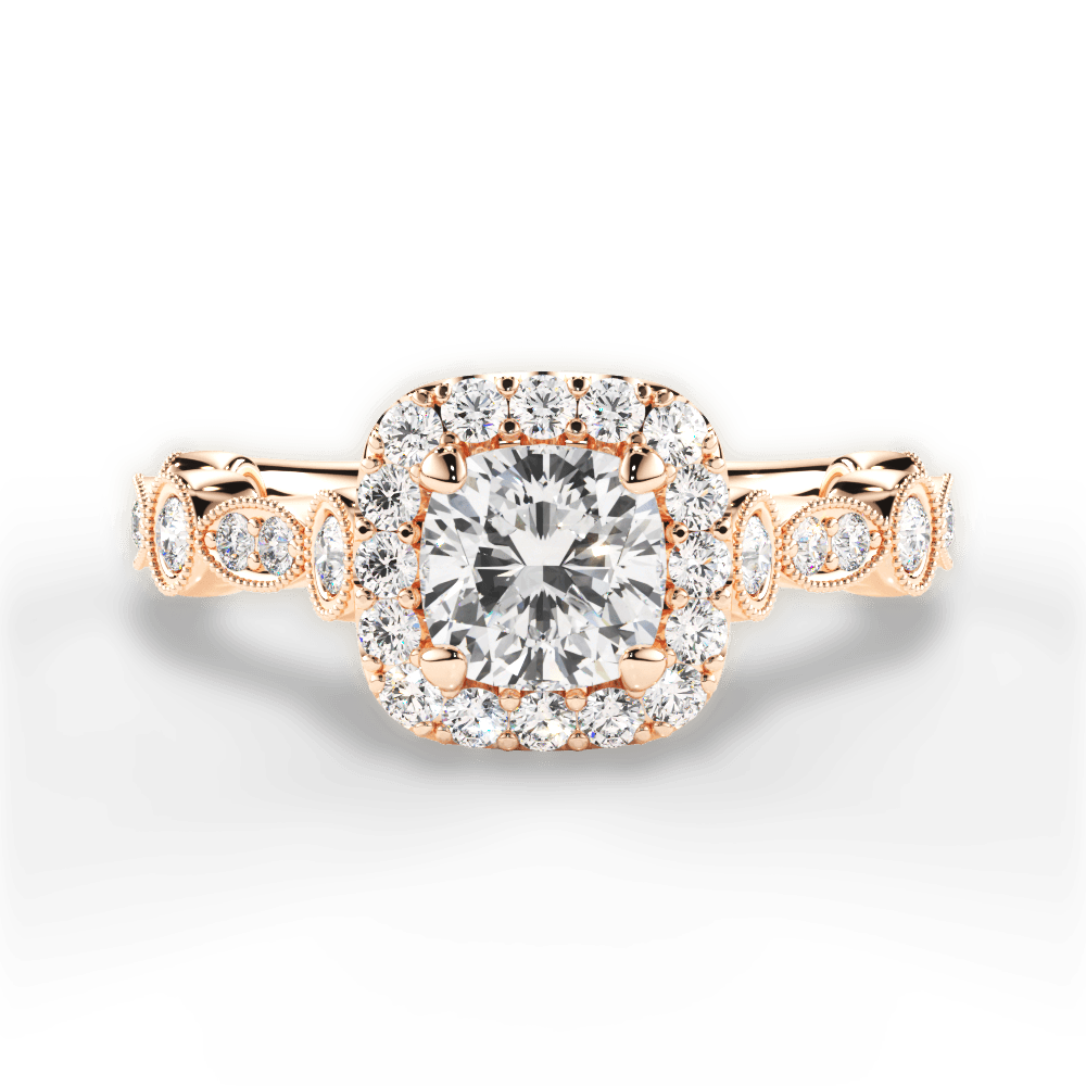 Irene Cushion Cut Lab Grown Diamond 18Kt Rose Gold Engagement Ring