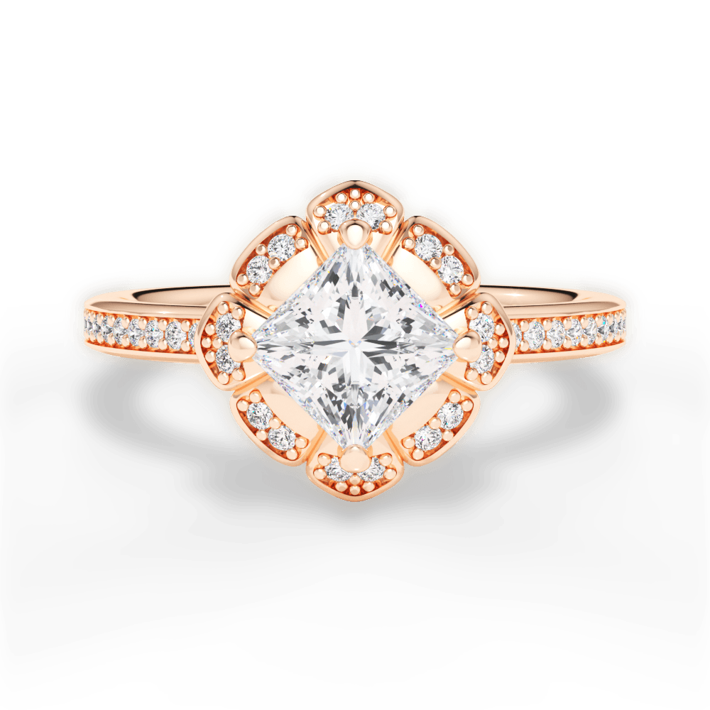 Hayley Princess Cut Lab Grown Diamond 18Kt Rose Gold Engagement Ring