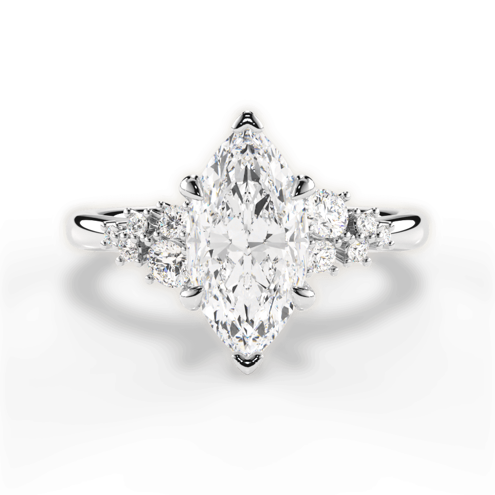 Carmen Marquise Cut Lab Grown Diamond 14Kt White Gold Engagement Ring