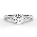 Donna Round Cut Lab Grown Diamond 14Kt White Gold Engagement Ring