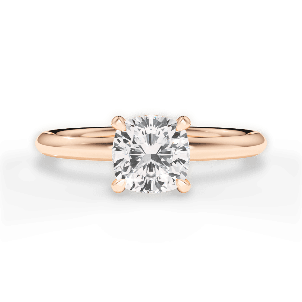 Brenda Cushion Cut Lab Grown Diamond 18Kt Rose Gold Engagement Ring