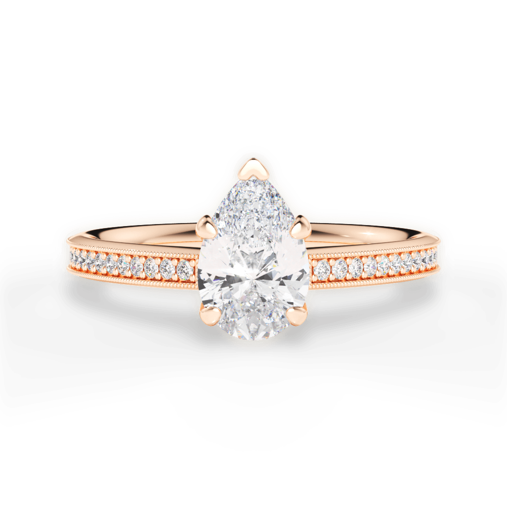 Janet Pear Cut Lab Grown Diamond 18Kt Rose Gold Engagement Ring