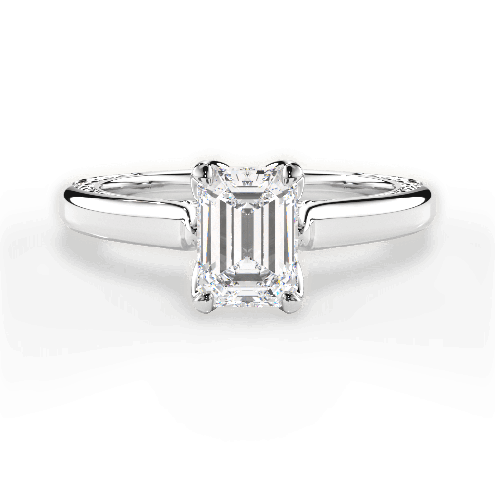 Carrie Emerald Cut Lab Grown Diamond 14Kt White Gold Engagement Ring