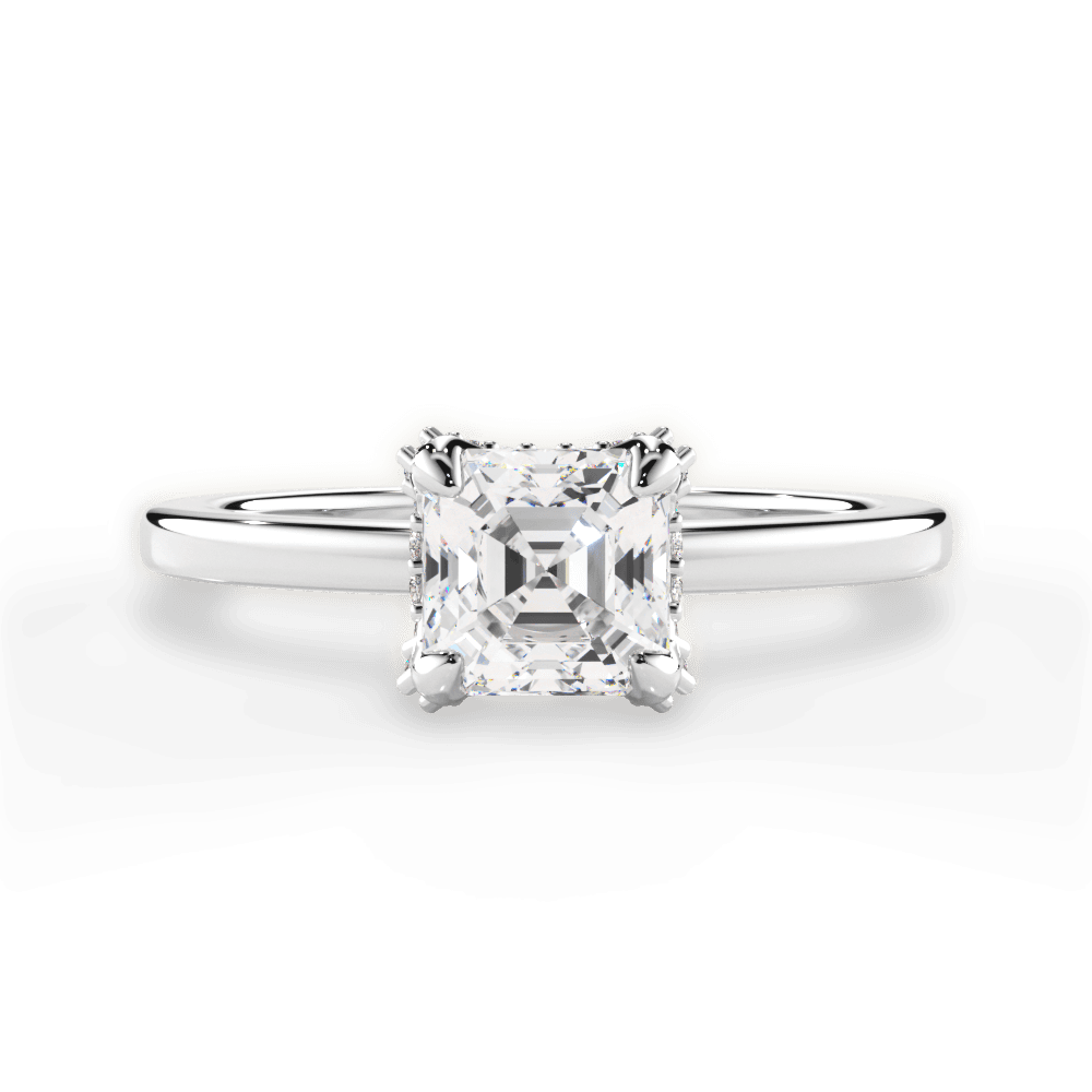 Gemma Asscher Cut Lab Grown Diamond 18Kt White Gold Engagement Ring