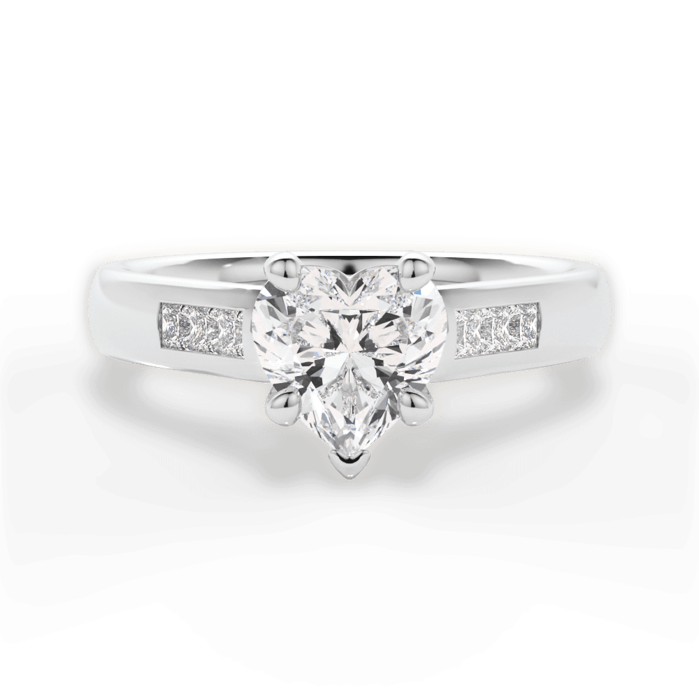 Brittany Heart Cut Lab Grown Diamond 18Kt White Gold Engagement Ring
