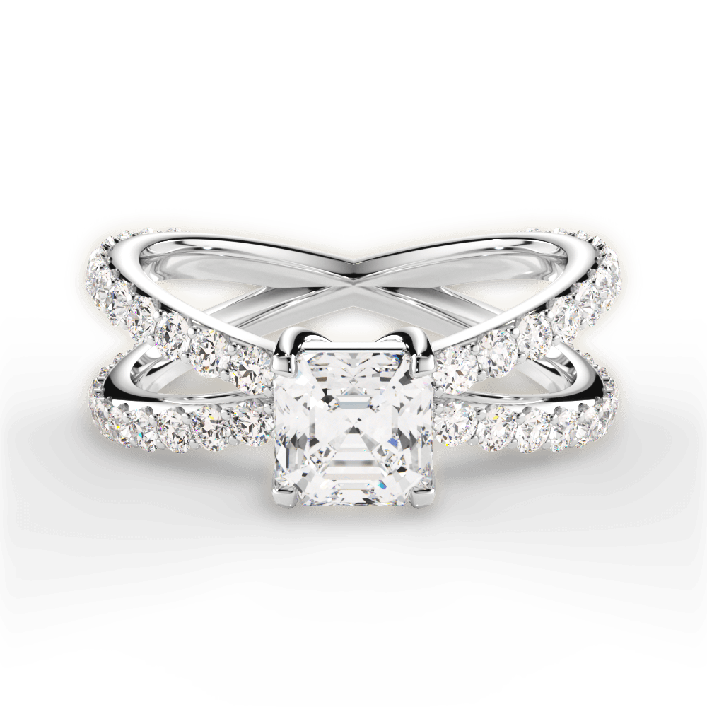 Lauren Asscher Cut Lab Grown Diamond 14Kt White Gold Engagement Ring