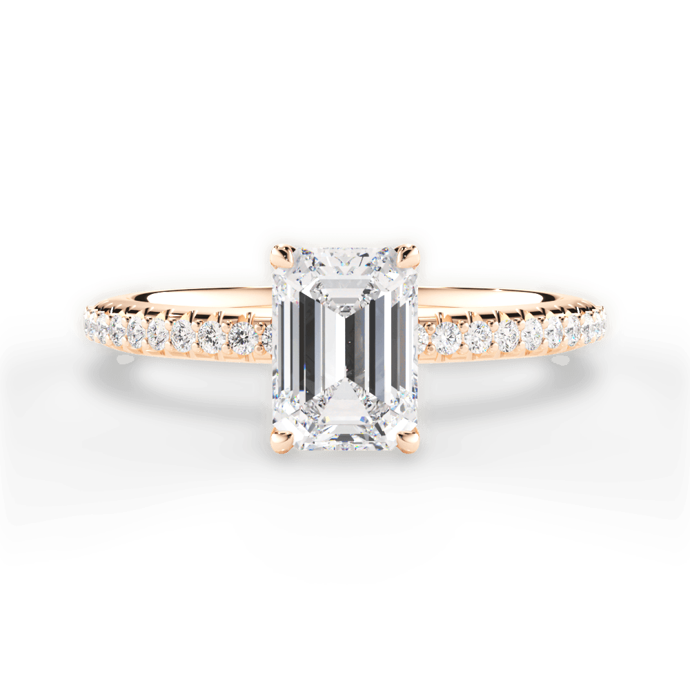 Giselle Emerald Cut Lab Grown Diamond 18Kt Rose Gold Engagement Ring