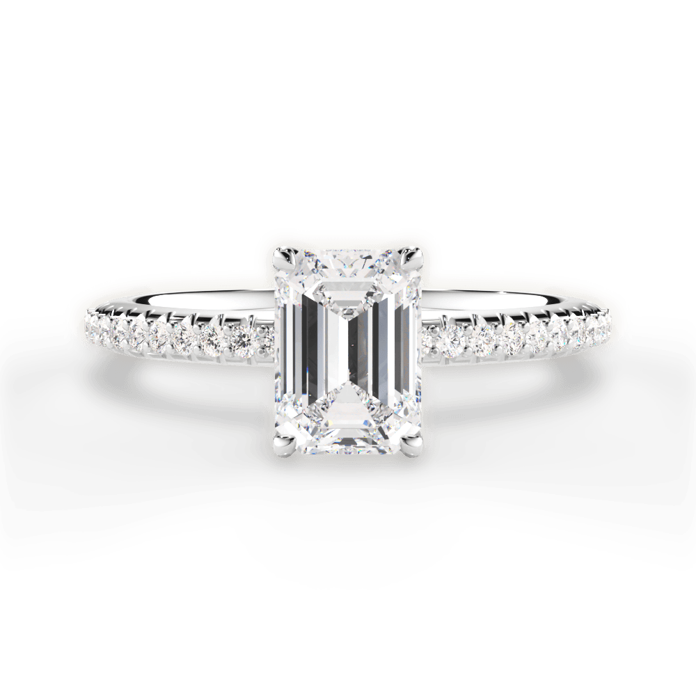 Giselle Emerald Cut Lab Grown Diamond Platinum Engagement Ring