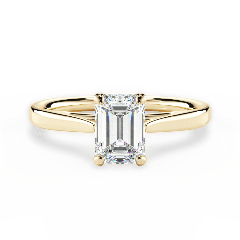 Angie Emerald Cut Lab Grown Diamond 18Kt Yellow Gold Engagement Ring