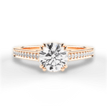 Denise Round Cut Lab Grown Diamond 18Kt Rose Gold Engagement Ring