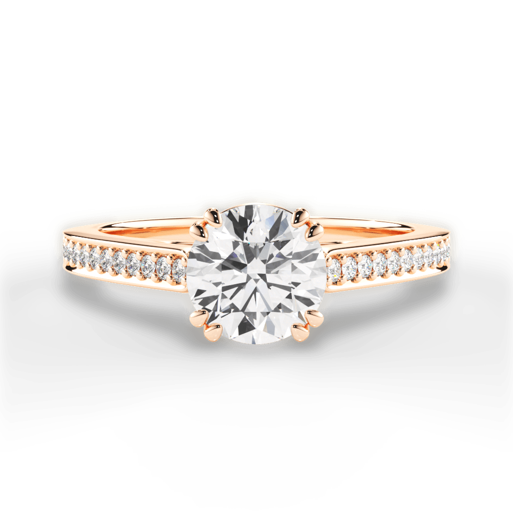 Denise Round Cut Lab Grown Diamond 18Kt Rose Gold Engagement Ring
