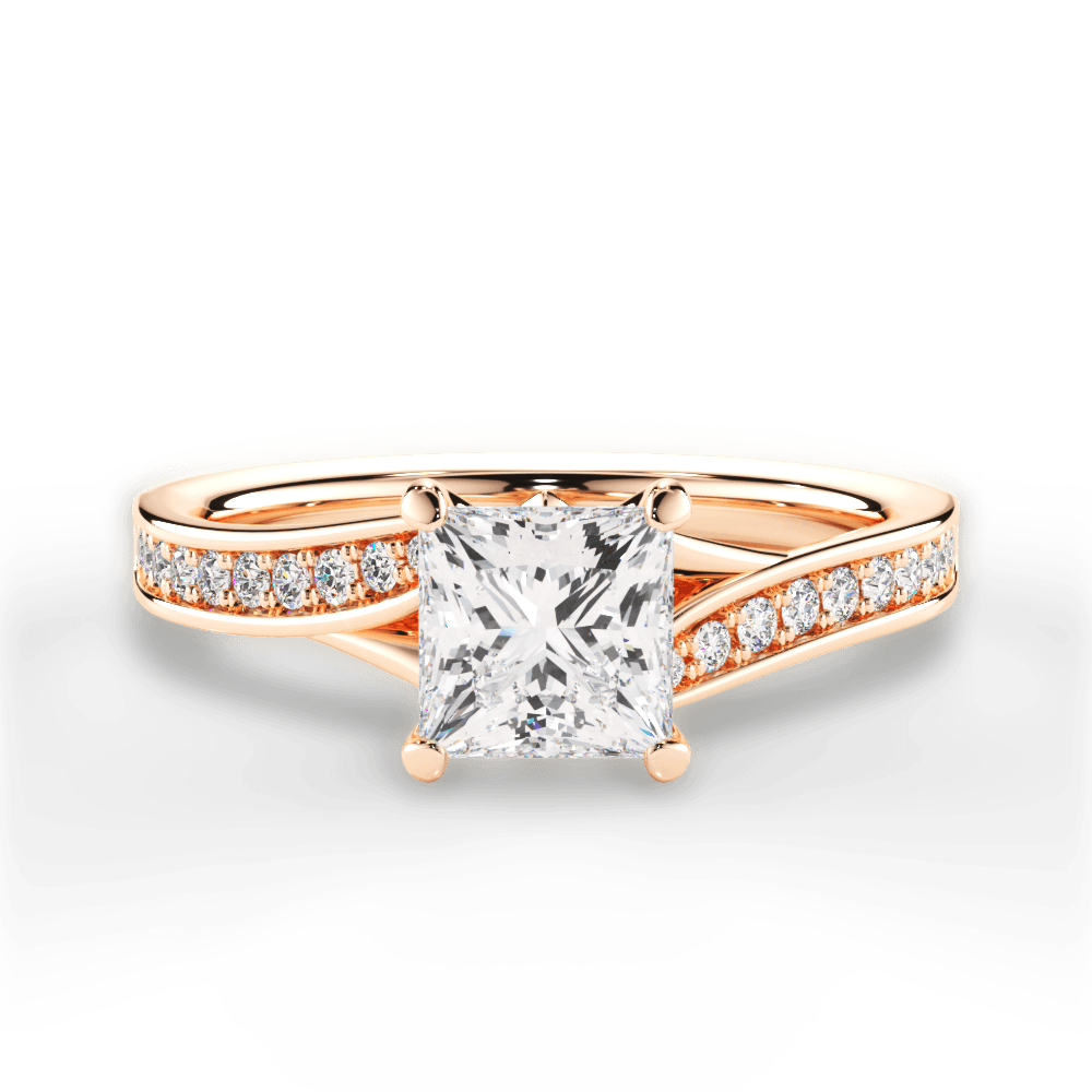 Elise Princess Cut Lab Grown Diamond 18Kt Rose Gold Engagement Ring