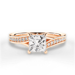 Elise Princess Cut Lab Grown Diamond 18Kt Rose Gold Engagement Ring