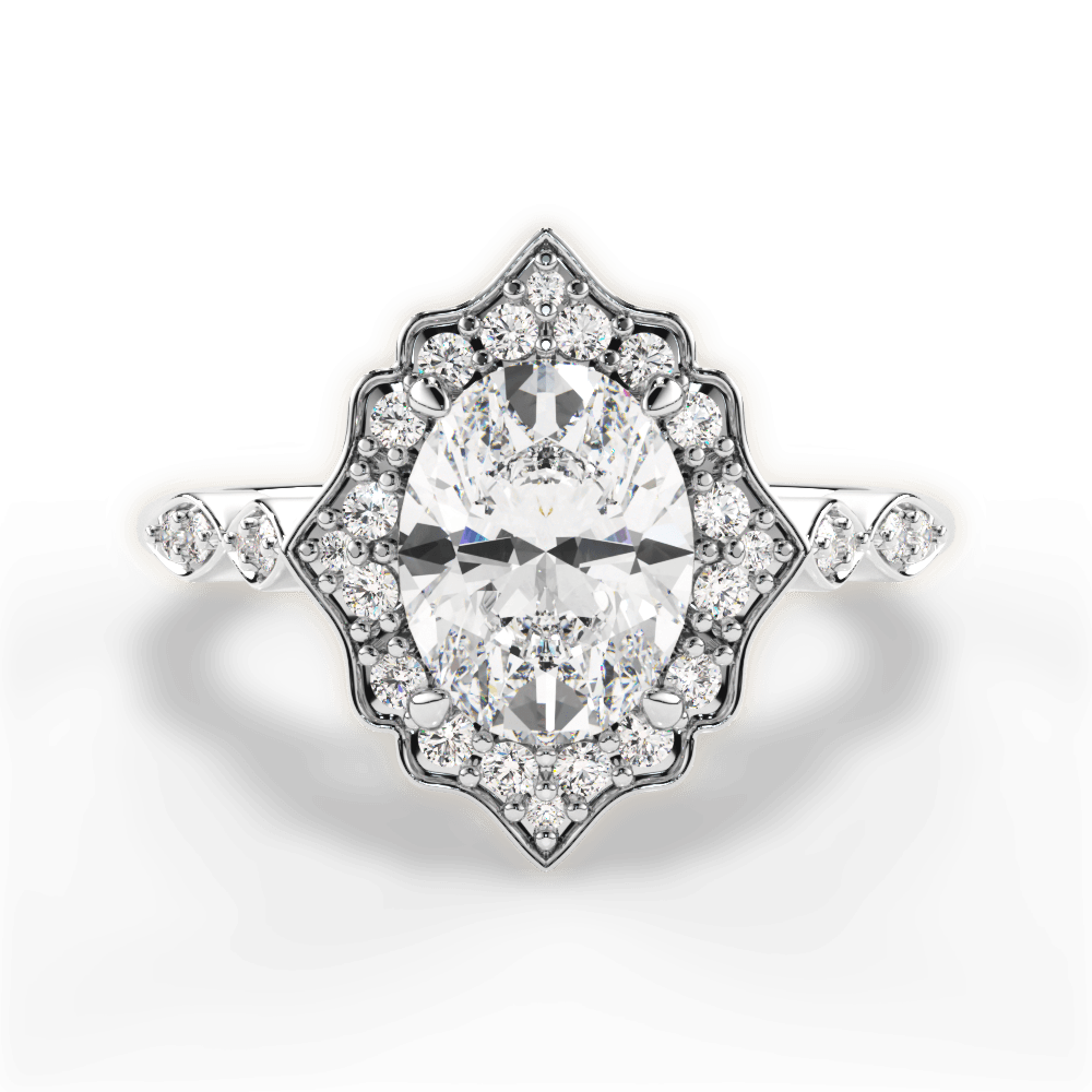 Julie Oval Cut Lab Grown Diamond 14Kt White Gold Engagement Ring