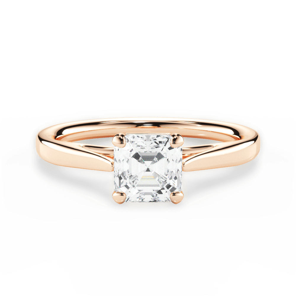Angie Asscher Cut Lab Grown Diamond 18Kt Rose Gold Engagement Ring