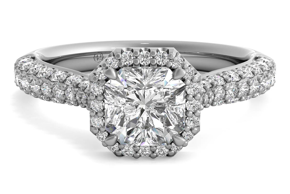 Lucy Asscher Cut Lab Grown Diamond Platinum Engagement Ring