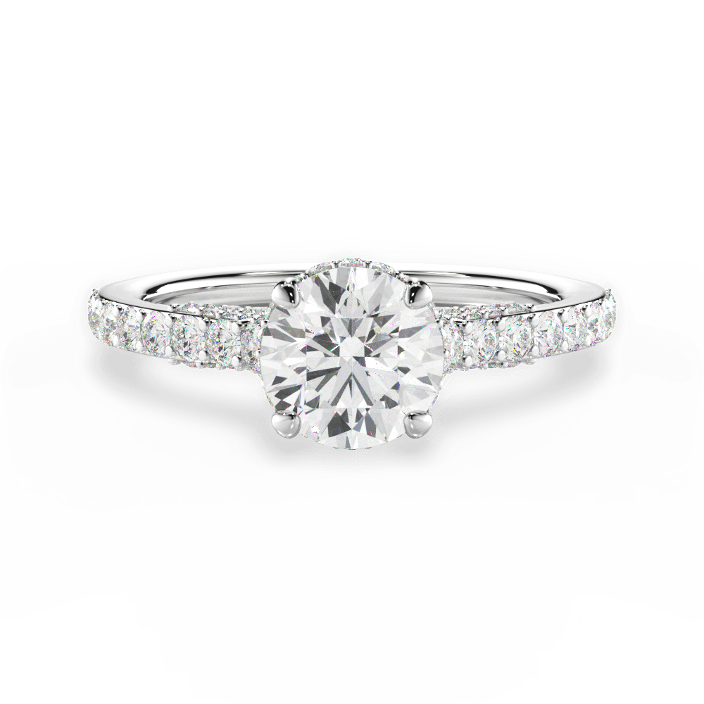 Laura Round Cut Lab Grown Diamond 14Kt White Gold Engagement Ring