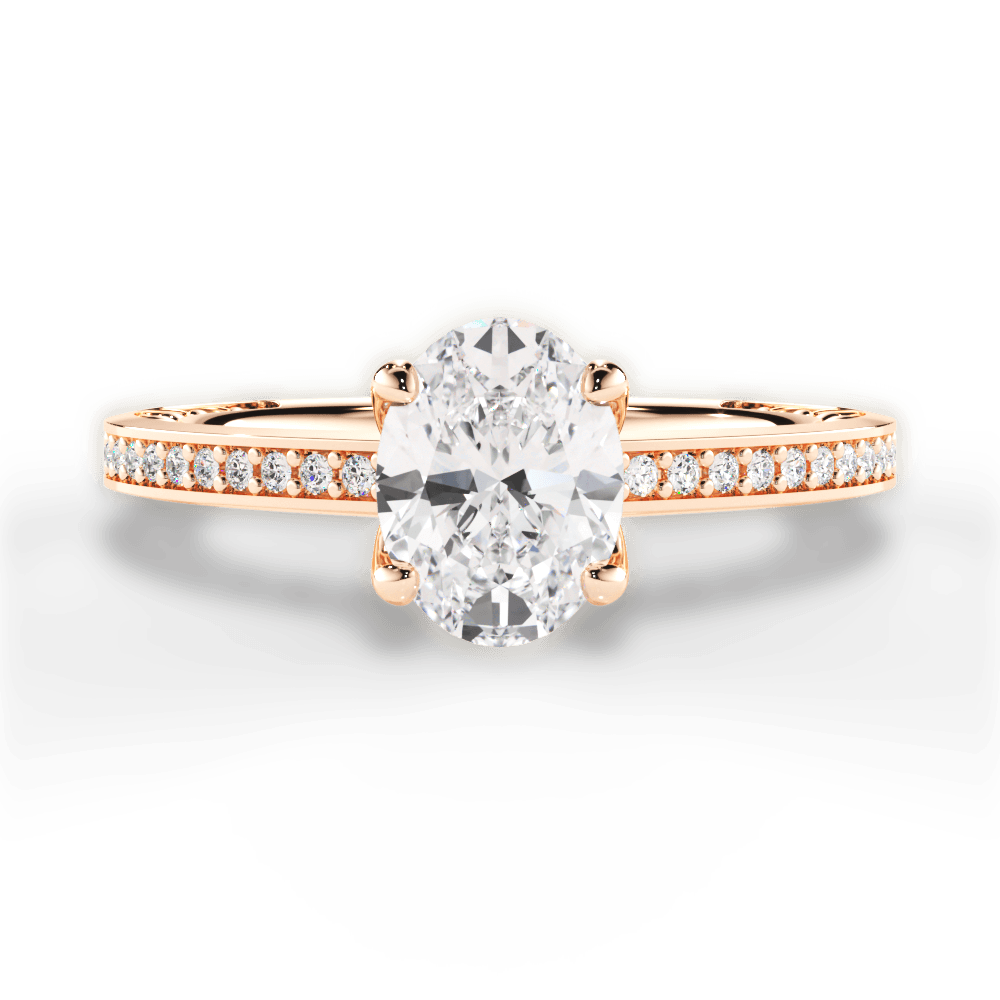 Donna Oval Cut Lab Grown Diamond 18Kt Rose Gold Engagement Ring